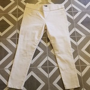 Cream stretch denim pants